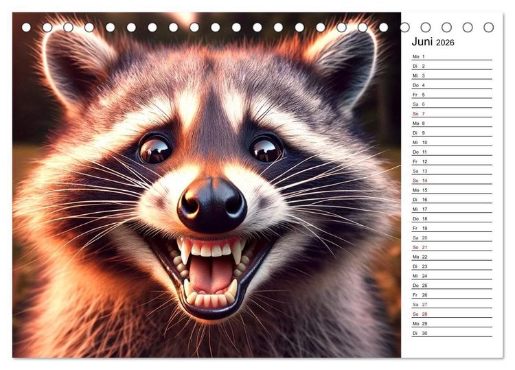 Produktbild: Grinsende Tiere - Tierportr&auml;ts von der KI zum L&auml;cheln gebracht (Tischkalender 2026 DIN A5 quer), CALVENDO Monatskalender