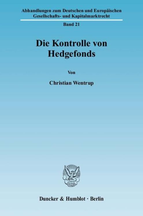 Produktbild: Die Kontrolle von Hedgefonds.