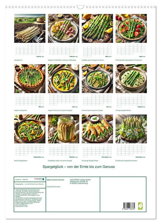 Produktbild: Spargelgl&uuml;ck &ndash; von der Ernte bis zum Genuss (Wandkalender 2026 DIN A2 hoch), CALVENDO Monatskalender