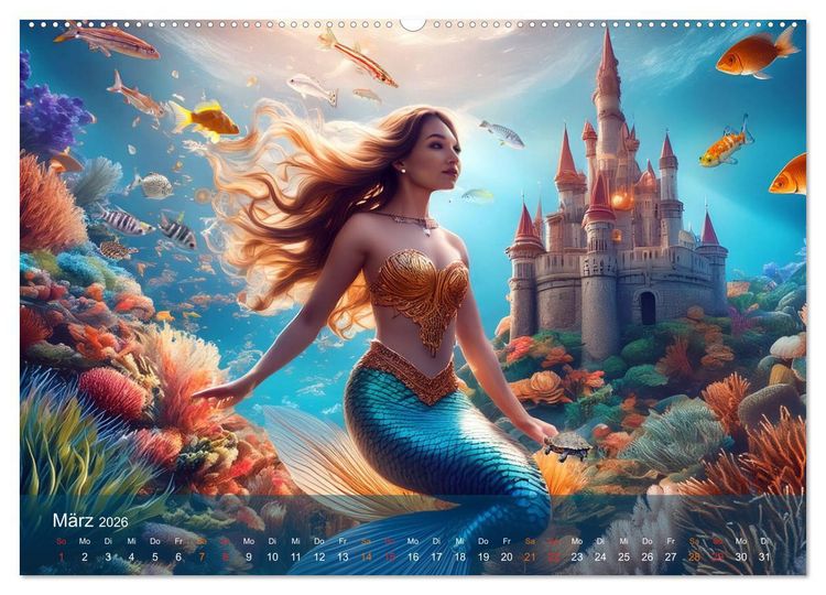 Produktbild: Meerjungfrauen in mystischen Unterwasserwelten (Wandkalender 2026 DIN A2 quer), CALVENDO Monatskalender