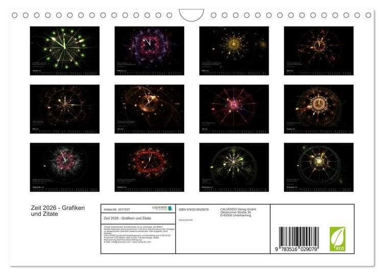 Produktbild: Zeit 2026 - Grafiken und Zitate (Wandkalender 2026 DIN A4 quer), CALVENDO Monatskalender