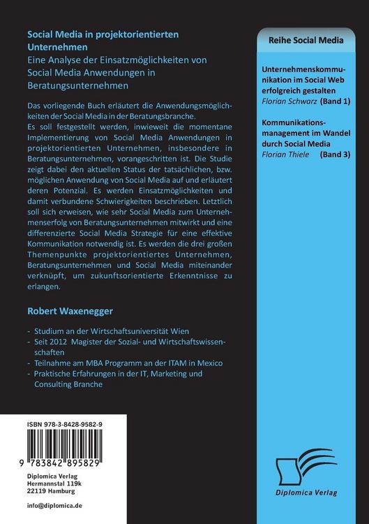 Produktbild: Social Media in projektorientierten Unternehmen: Eine Analyse der Einsatzm&ouml;glichkeiten von Social Media Anwendungen in Beratungsunternehmen