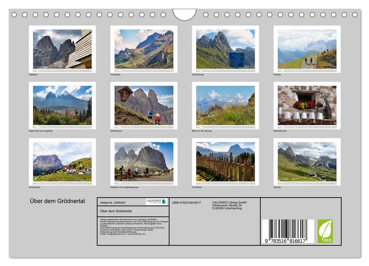 Produktbild: &Uuml;ber dem Gr&ouml;dnertal (Wandkalender 2027 DIN A4 quer), CALVENDO Monatskalender