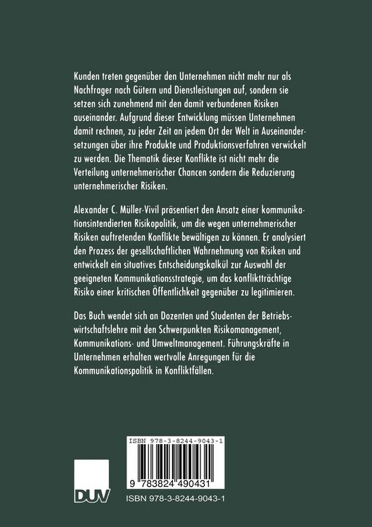 Produktbild: Kommunikationsintendierte Risikopolitik von Unternehmen