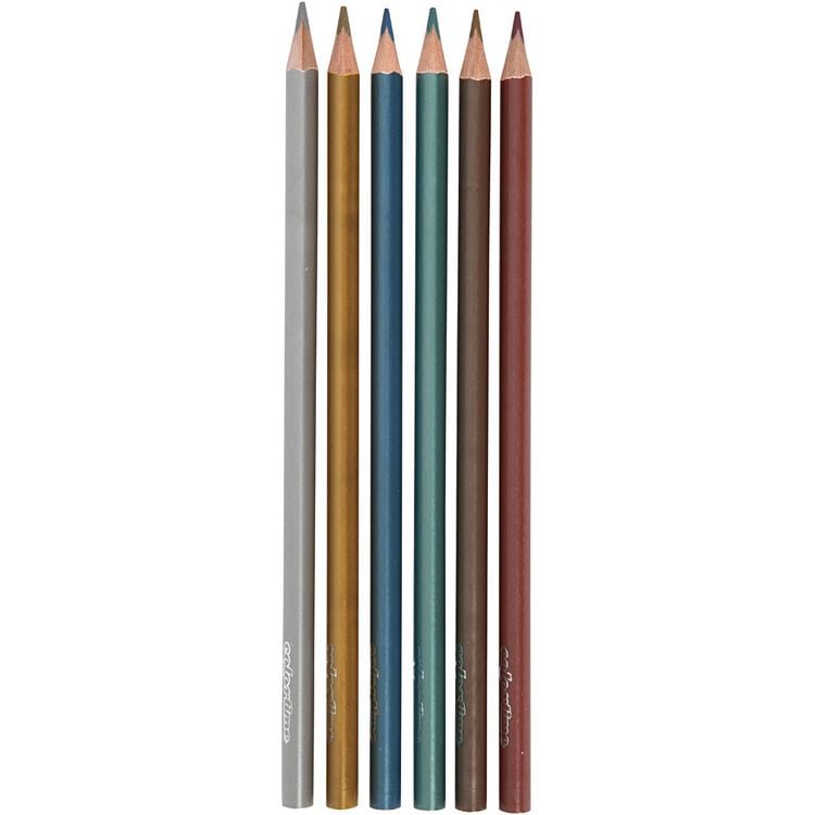 Produktbild: Creativ Company Colortime Buntstifte, L 17,45 cm, Mine 3 mm, Metallic-Farben, 6 Stk
