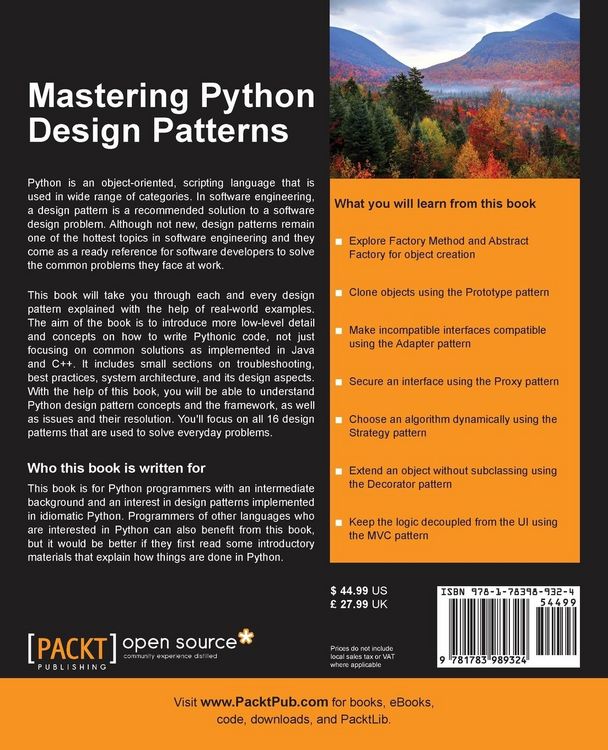 Produktbild: Mastering Python Design Patterns