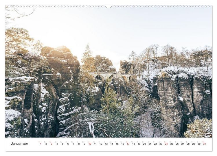 Produktbild: S&auml;chsische Schweiz - Wandern im Elbsandsteingebirge (Wandkalender 2027 DIN A2 quer), CALVENDO Monatskalender