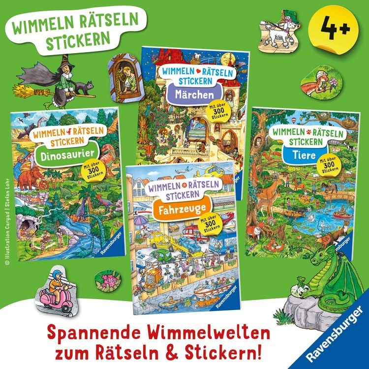 Produktbild: Wimmeln, R&auml;tseln, Stickern: Dinosaurier
