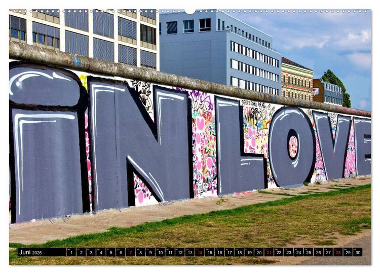 Produktbild: Berlin - Die East Side Gallery (hochwertiger Premium Wandkalender 2026 DIN A2 quer), Kunstdruck in Hochglanz