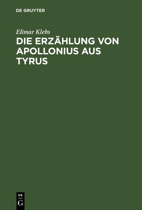 Produktbild: Die Erz&auml;hlung von Apollonius aus Tyrus