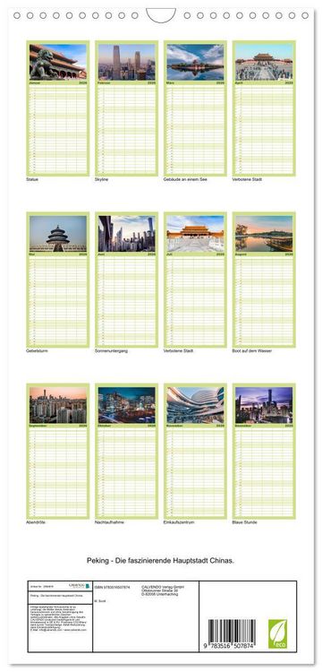 Produktbild: Familienplaner 2026 - Peking - Die faszinierende Hauptstadt Chinas. mit 5 Spalten (Wandkalender, 21 x 45 cm) CALVENDO
