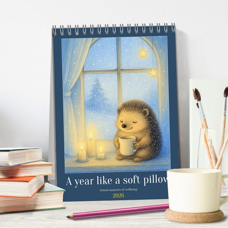 Produktbild: A year like a soft pillow - Animal moments of wellbeing (Desk Calendar 2026 DIN A5 portrait), CALVENDO 12 Month DeskCalendar