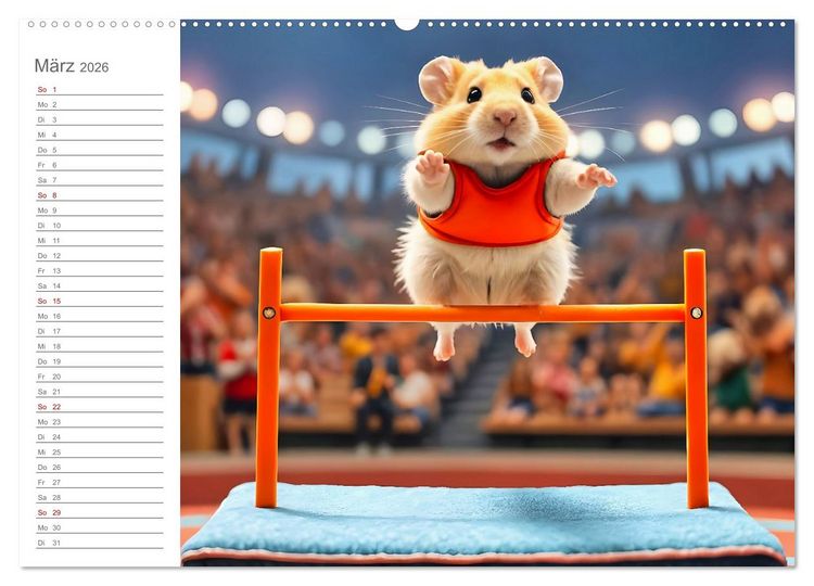 Produktbild: Hamster Olympiade - Der flauschigste Wettkampf des Jahres (hochwertiger Premium Wandkalender 2026 DIN A2 quer), Kunstdruck in Hochglanz