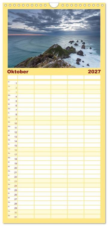 Produktbild: Familienplaner 2027 - Neuseeland - ein Naturparadies mit 5 Spalten (Wandkalender, 21 x 45 cm) CALVENDO