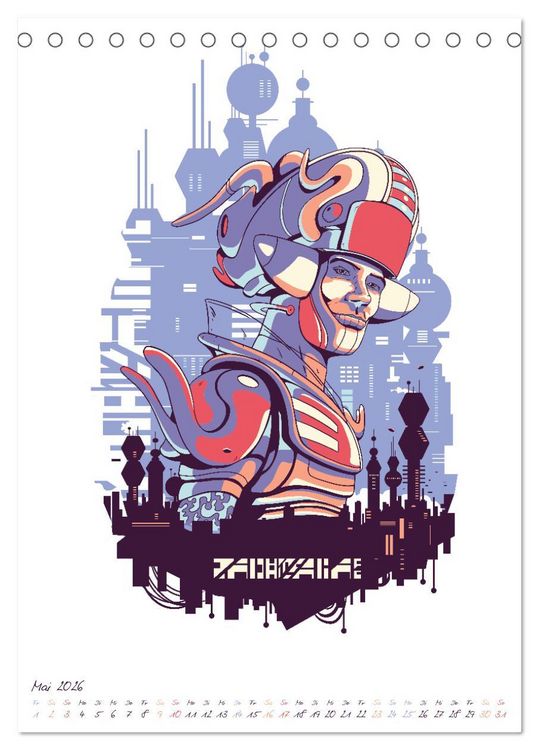 Produktbild: Cyberpunk Futuristische St&auml;dte (Tischkalender 2026 DIN A5 hoch), CALVENDO Monatskalender