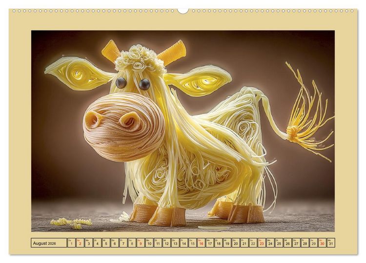 Produktbild: Auf dem Nudelhof. Spaghetti-Tiere zum Schmunzeln (hochwertiger Premium Wandkalender 2026 DIN A2 quer), Kunstdruck in Hochglanz