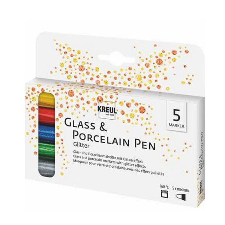 Produktbild: KREUL Glass & Porcelain Pen Glitter medium 5er Set