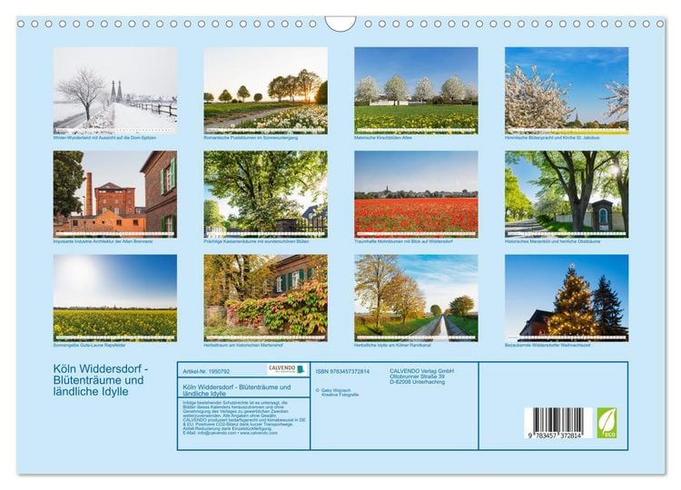 Produktbild: K&ouml;ln Widdersdorf - Bl&uuml;tentr&auml;ume und l&auml;ndliche Idylle (Wandkalender 2026 DIN A3 quer), CALVENDO Monatskalender