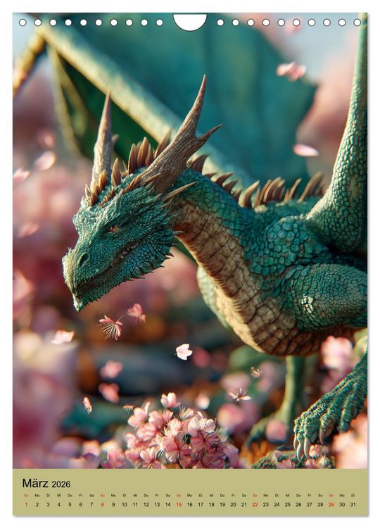 Produktbild: Drachen Kalender - ein Jahr mit mystischen Fabelwesen (Wandkalender 2026 DIN A4 hoch), CALVENDO Monatskalender