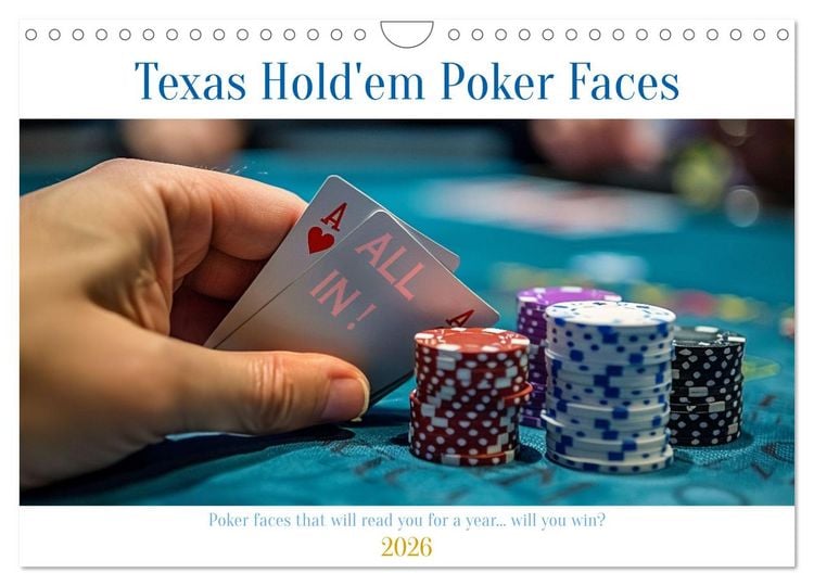 Produktbild: Texas Hold'em Poker Faces (Wall Calendar 2026 DIN A4 landscape), CALVENDO 12 Month Wall Calendar