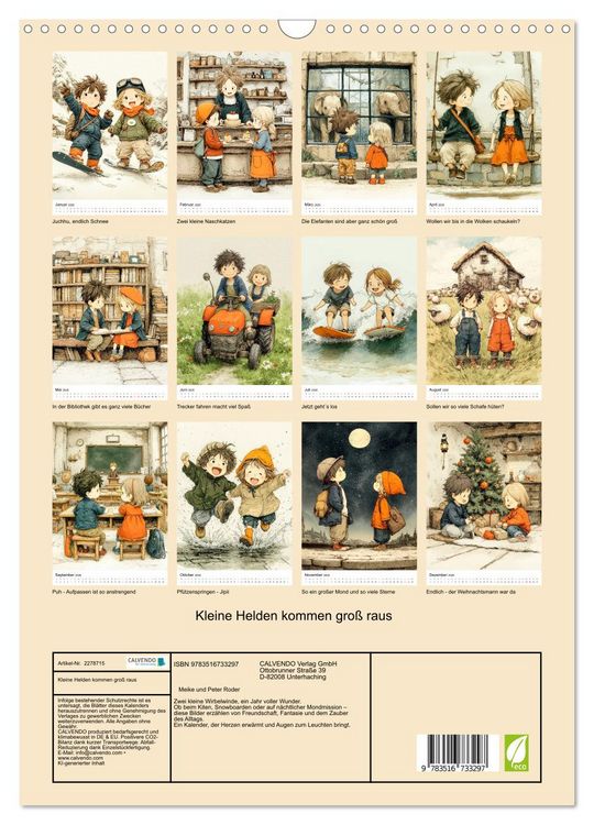 Produktbild: Kleine Helden kommen gro&szlig; raus (Wandkalender 2026 DIN A3 hoch), CALVENDO Monatskalender