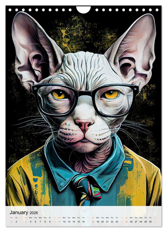 Produktbild: Hipster Cats (Wall Calendar 2026 DIN A4 portrait), CALVENDO 12 Month Wall Calendar