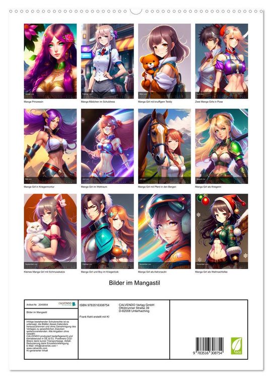 Produktbild: Bilder im Mangastil (hochwertiger Premium Wandkalender 2026 DIN A2 hoch), Kunstdruck in Hochglanz