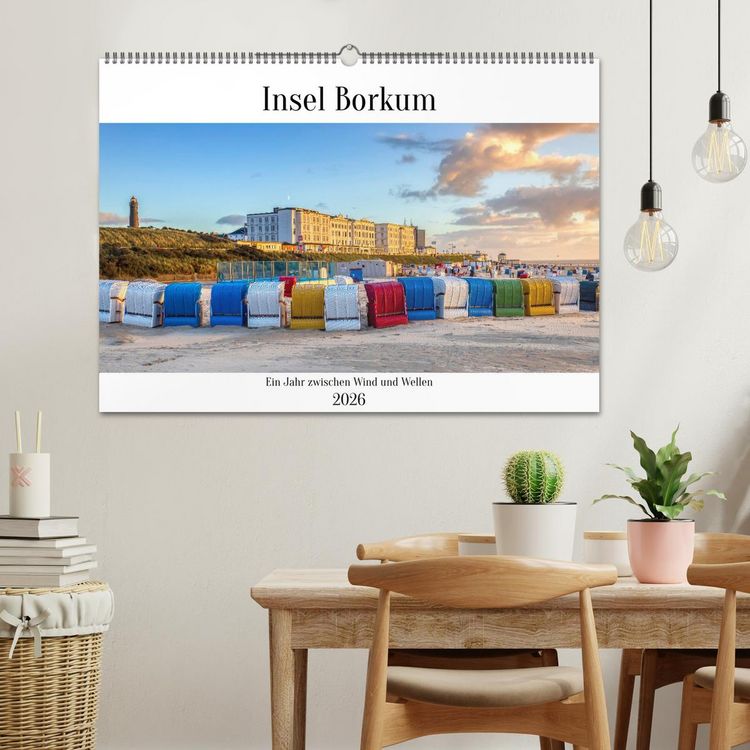 Produktbild: Insel Borkum - Ein Jahr zwischen Wind und Wellen (Wandkalender 2026 DIN A2 quer), CALVENDO Monatskalender