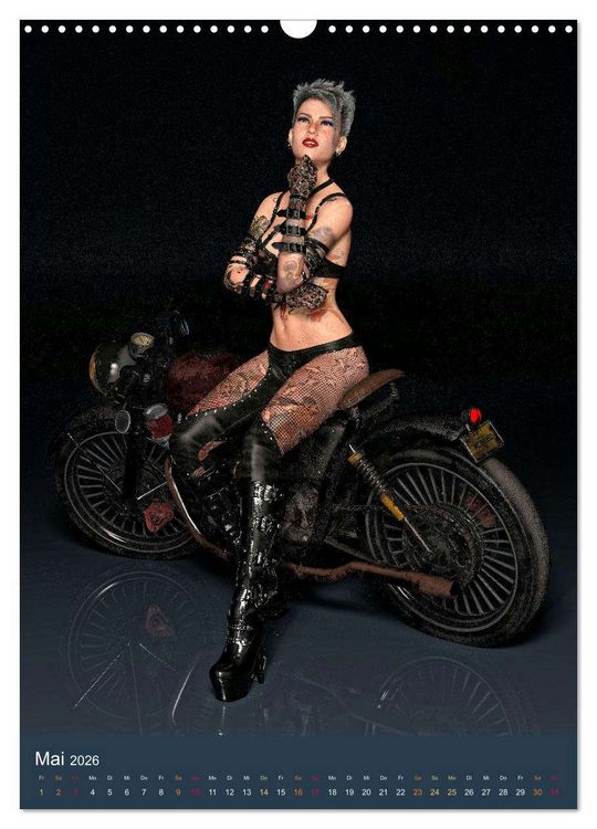 Produktbild: Tattooed Girls and Bikes (Wandkalender 2026 DIN A3 hoch), CALVENDO Monatskalender