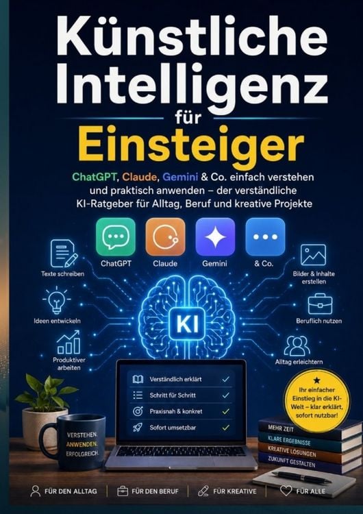 Produktbild: K&uuml;nstliche Intelligenz f&uuml;r Einsteiger: ChatGPT, Claude, Gemini & Co. einfach verstehen und praktisch anwenden