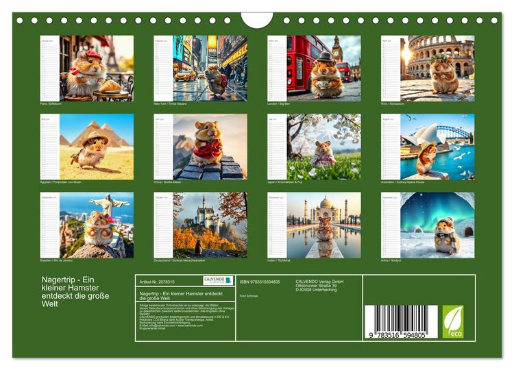 Produktbild: Nagertrip - Ein kleiner Hamster entdeckt die gro&szlig;e Welt (Wandkalender 2026 DIN A4 quer), CALVENDO Monatskalender