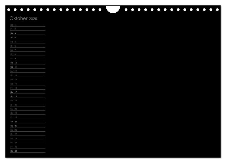 Produktbild: Bastel-Geburtstagskalender schwarz / Geburtstagskalender (Wandkalender 2026 DIN A4 quer), CALVENDO Monatskalender