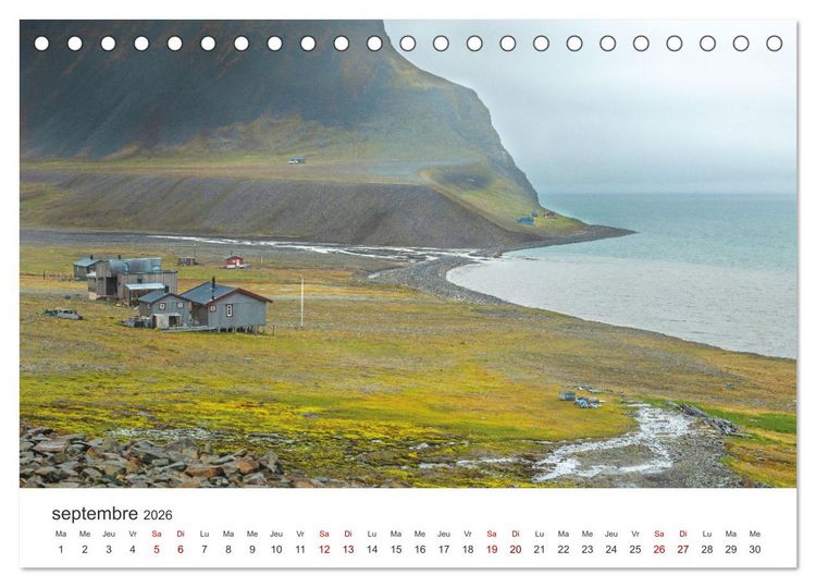 Produktbild: L'&eacute;t&eacute; sur les &icirc;les Svalbard (Calendrier de bureau 2026 DIN A5 vertical), CALVENDO calendrier mensuel