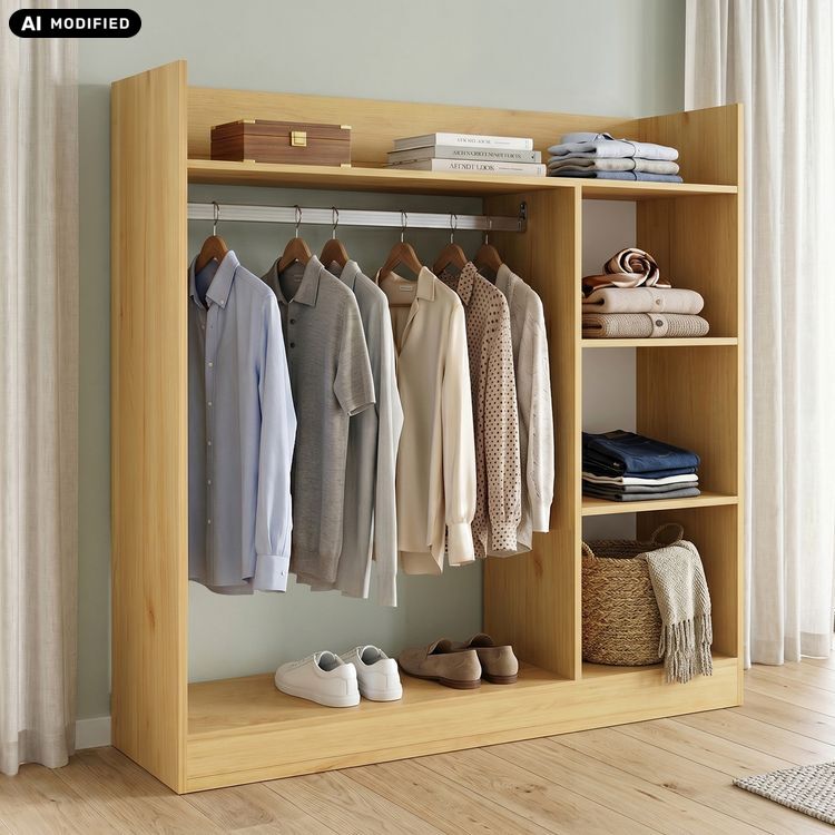 Produktbild: Holz Kleiderst&auml;nder mit Regal & Stange Palosa M