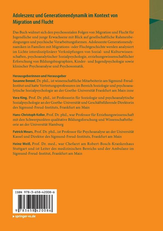 Produktbild: Adoleszenz und Generationendynamik im Kontext von Migration und Flucht