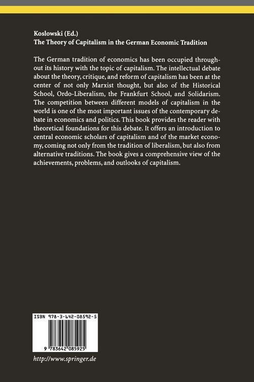 Produktbild: The Theory of Capitalism in the German Economic Tradition