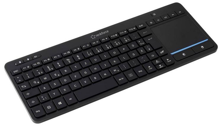 Produktbild: Renkforce RF-WLTKB-300 Kabellos Tastatur Deutsch, QWERTZ Schwarz Integriertes Touchpad