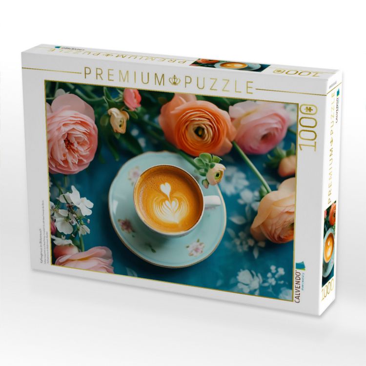 Produktbild: CALVENDO Puzzle Kaffeegenuss im Bl&uuml;tenrausch | 1000 Teile Lege-Gr&ouml;&szlig;e 64x48cm Foto-Puzzle f&uuml;r gl&uuml;ckliche Stunden