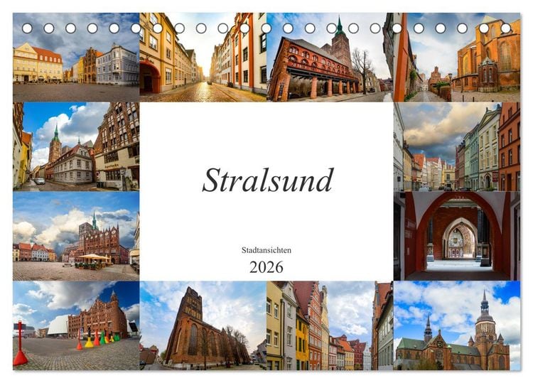 Produktbild: Stralsund Stadtansichten (Tischkalender 2026 DIN A5 quer), CALVENDO Monatskalender