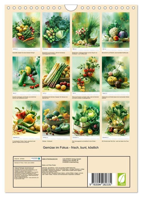 Produktbild: Gem&uuml;se im Fokus - frisch, bunt, k&ouml;stlich (Wandkalender 2027 DIN A4 hoch), CALVENDO Monatskalender