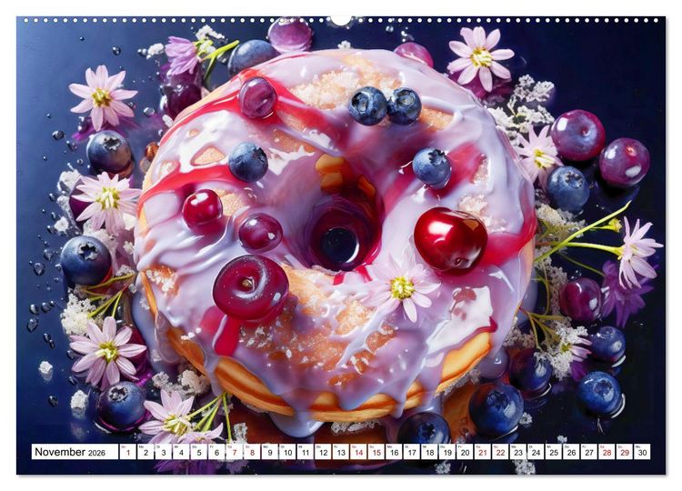Produktbild: Bunte Donut-Tr&auml;ume - Himmlischer Geschmack aus Krapfenteig (hochwertiger Premium Wandkalender 2026 DIN A2 quer), Kunstdruck in Hochglanz