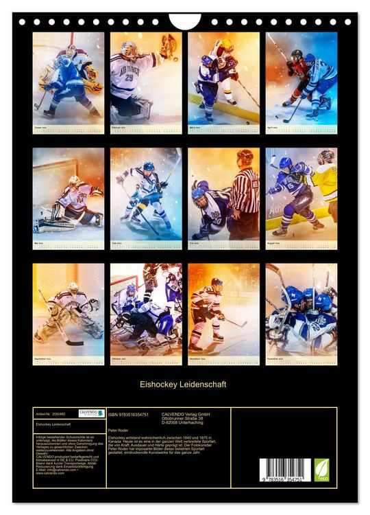 Produktbild: Eishockey Leidenschaft (Wandkalender 2026 DIN A4 hoch), CALVENDO Monatskalender