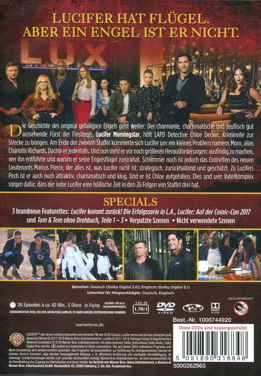 Produktbild: Lucifer - Die komplette 3. Staffel [5 DVDs]