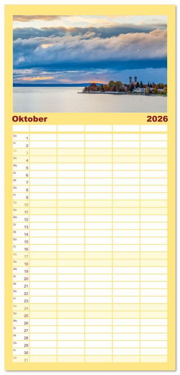 Produktbild: Familienplaner 2026 - Momente am Bodensee mit 5 Spalten (Wandkalender, 21 x 45 cm) CALVENDO