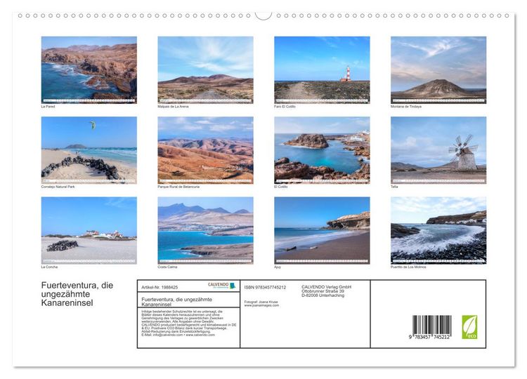 Produktbild: Fuerteventura, die ungez&auml;hmte Kanareninsel (hochwertiger Premium Wandkalender 2026 DIN A2 quer), Kunstdruck in Hochglanz