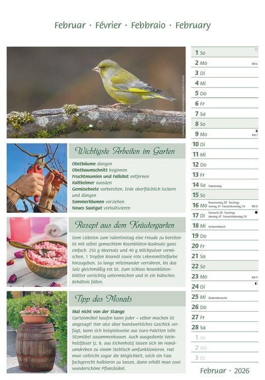 Produktbild: Das Gartenjahr 2026 - Bildkalender 23,7x34 cm - mit saisonalen Gartentipps und Rezepten - Ratgeber - Wandkalender - Küchenkalender - Alpha Edition