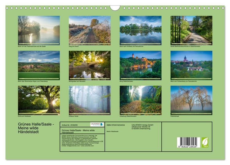 Produktbild: Gr&uuml;nes Halle/Saale - Meine wilde H&auml;ndelstadt (Wandkalender 2026 DIN A3 quer), CALVENDO Monatskalender