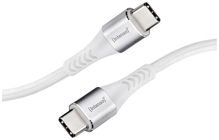 Produktbild: Intenso USB-Kabel USB 2.0 USB-C&reg; Stecker, USB-C&reg; Stecker 1.50 m Wei&szlig; Stoff-Ummantelung 7901002