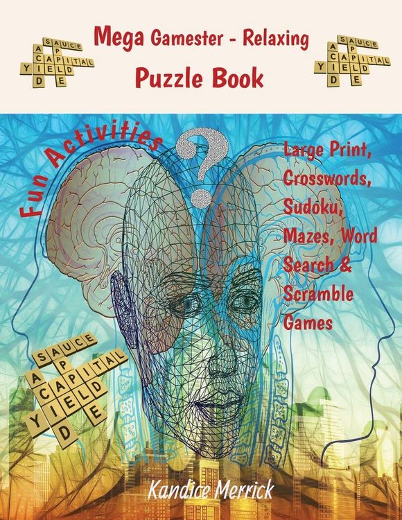 Produktbild: Mega Gamester - Relaxing Puzzle Book - Large Print, Crosswords, Sudoku, Mazes, Word Search & Word Scramble Games