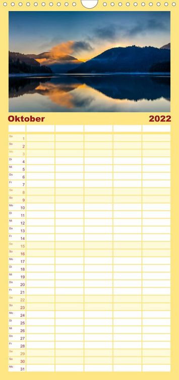 Produktbild: Familienplaner Licht &uuml;ber Alpenlandschaften (Wandkalender 2022 , 21 cm x 45 cm, hoch)
